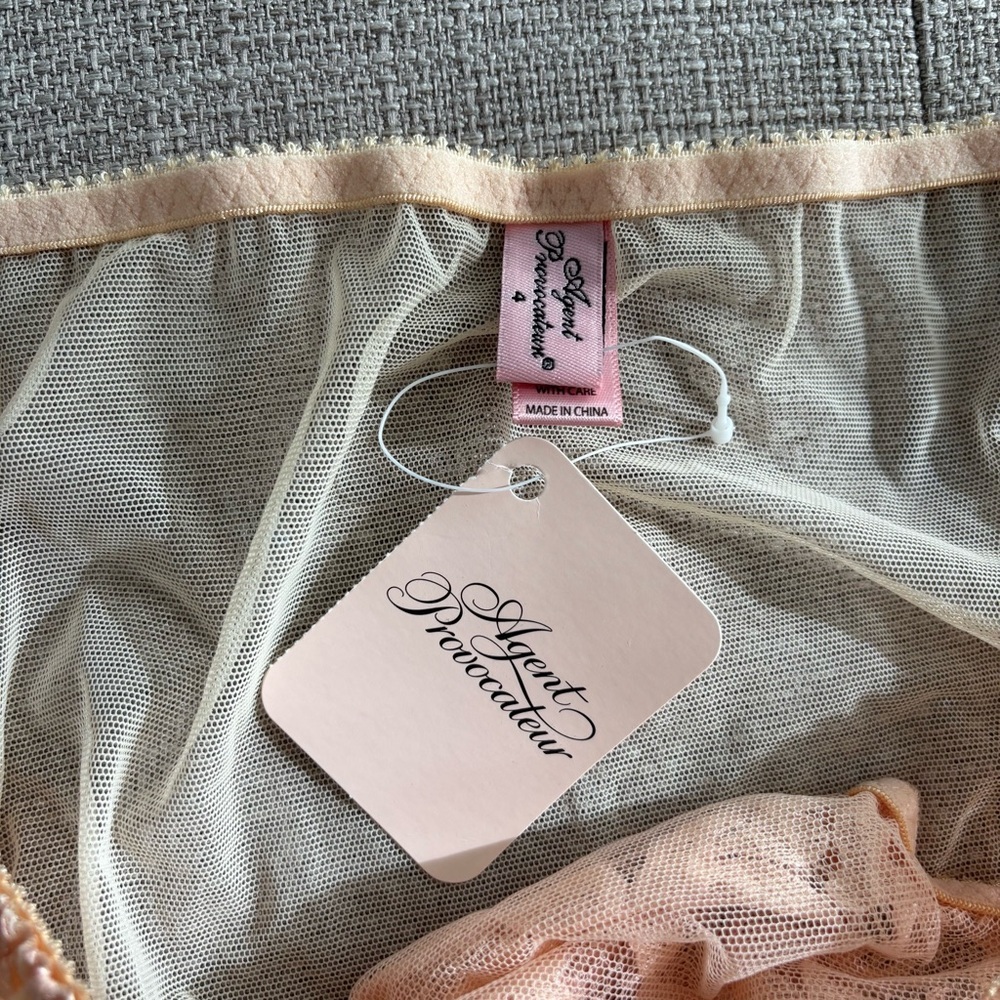 NWT Agent Provocateur Darla Bra 36E and Panties 4 (L) Brief Set of 2 Champagne - Picture 8 of 9